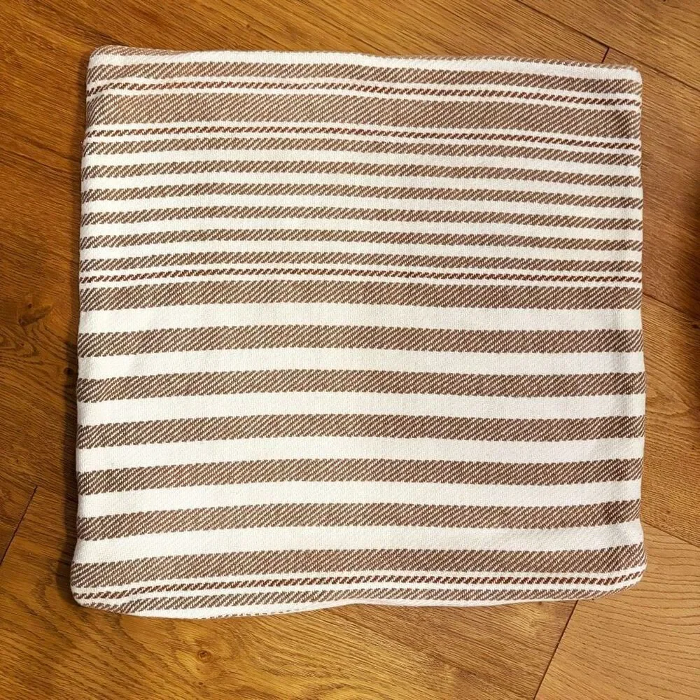 Dash & Albert Stripe Pillow Cover 20” x 20” 100% Cotton Khaki